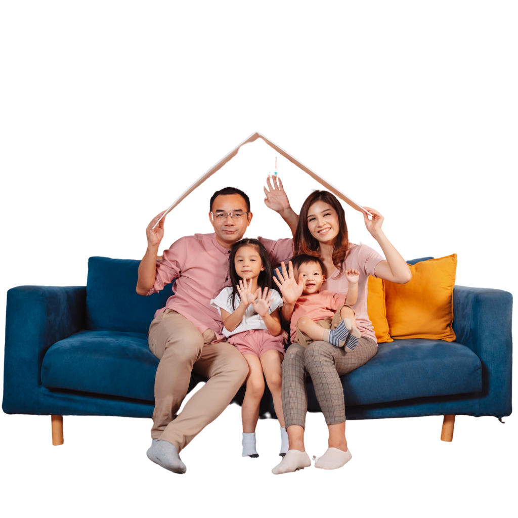 Happy family protected by insurance